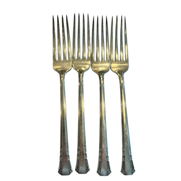 1881 Rogers Del Mar Vintage Silverplate Oneida Silver Forks 4 Pcs 2411 - Picture 1 of 5